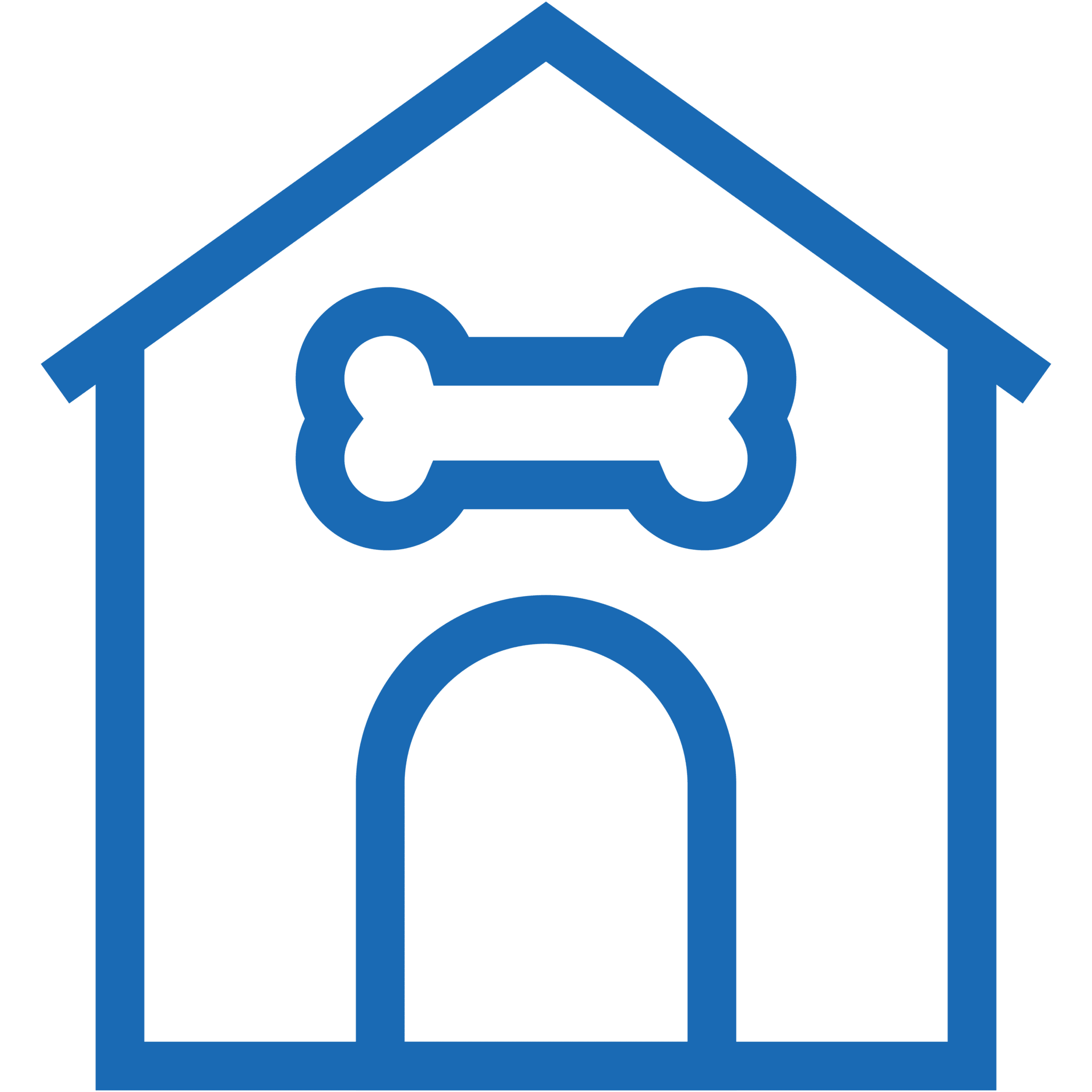 Blue Outline of a Dog House